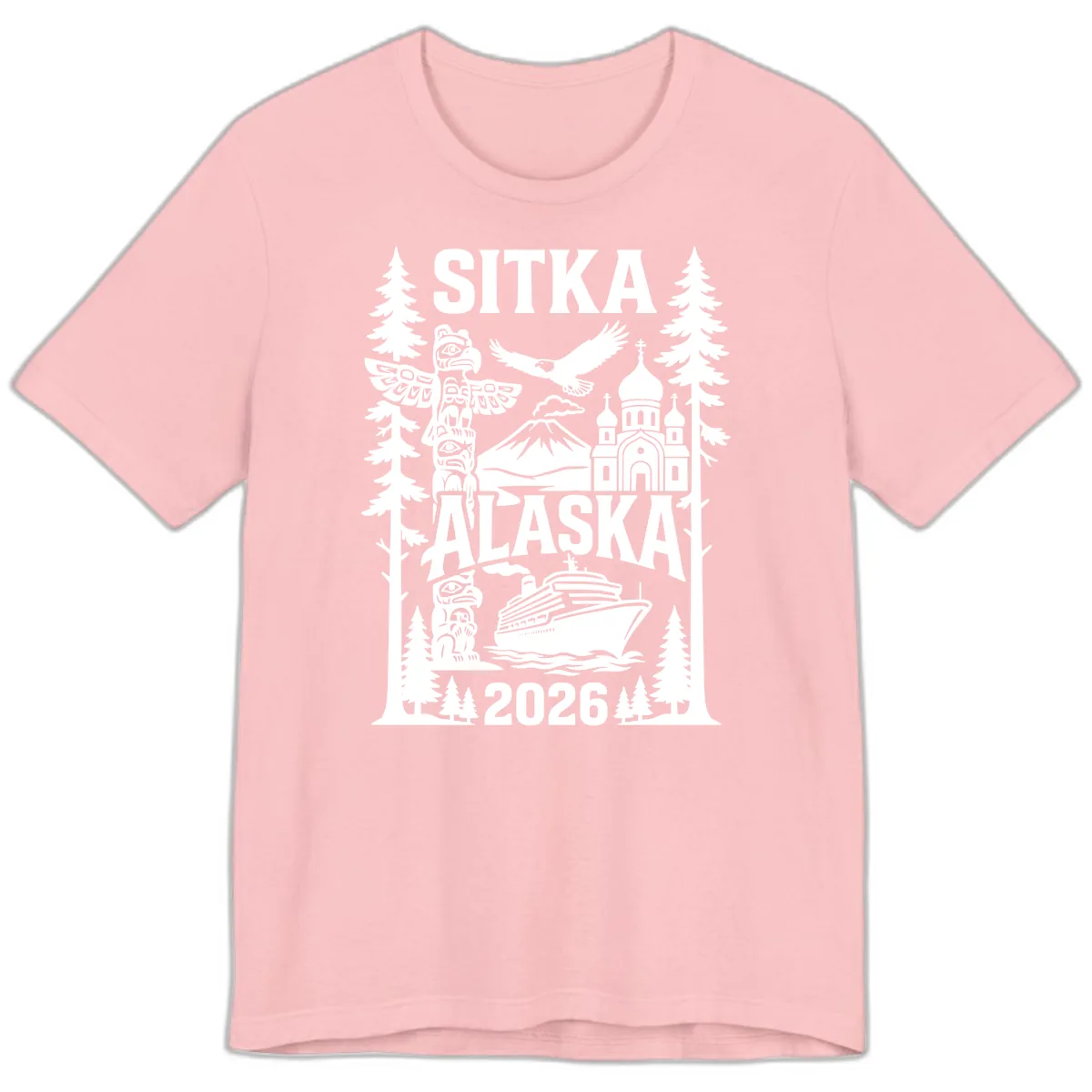 Sitka Alaska Cruise Heritage Premium T-Shirt in Pink