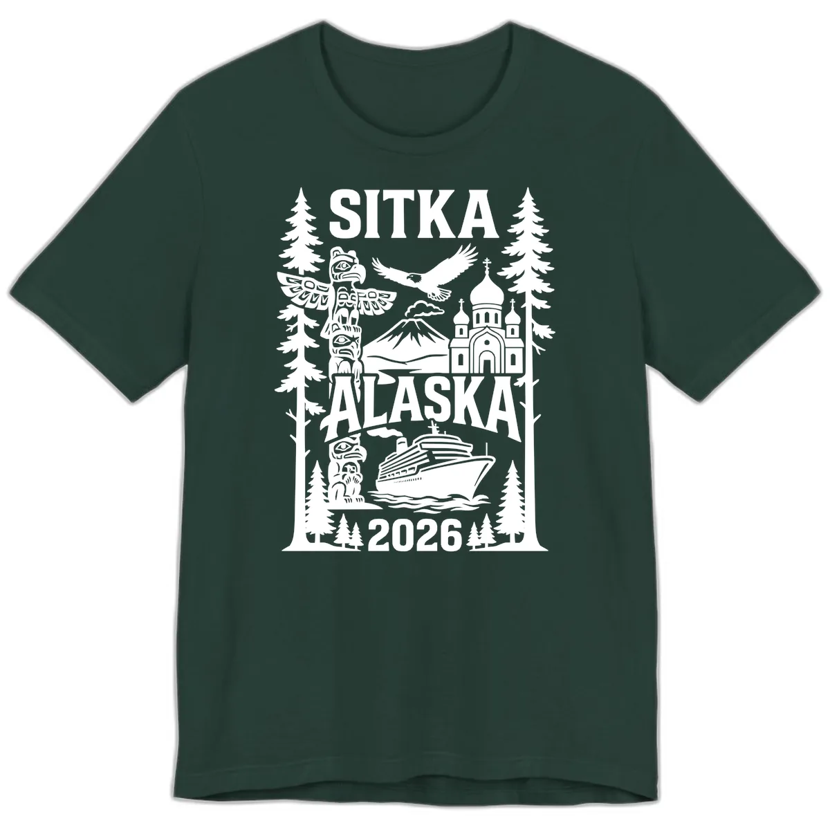 Sitka Alaska Cruise Heritage Premium T-Shirt in Forest
