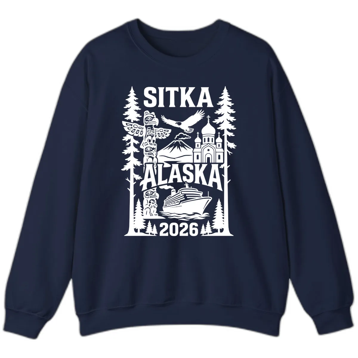 Sitka Alaska Cruise Heritage Sweatshirt in Navy