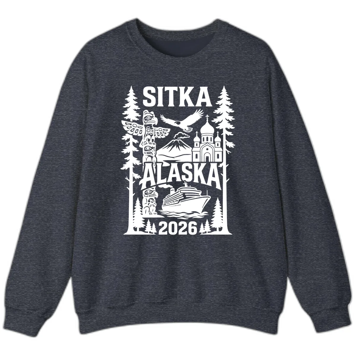 Sitka Alaska Cruise Heritage Sweatshirt in Heather Sport Dark Navy