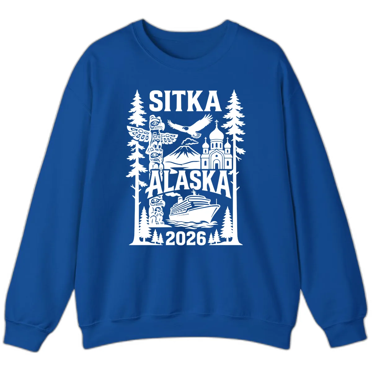 Sitka Alaska Cruise Heritage Sweatshirt in Royal