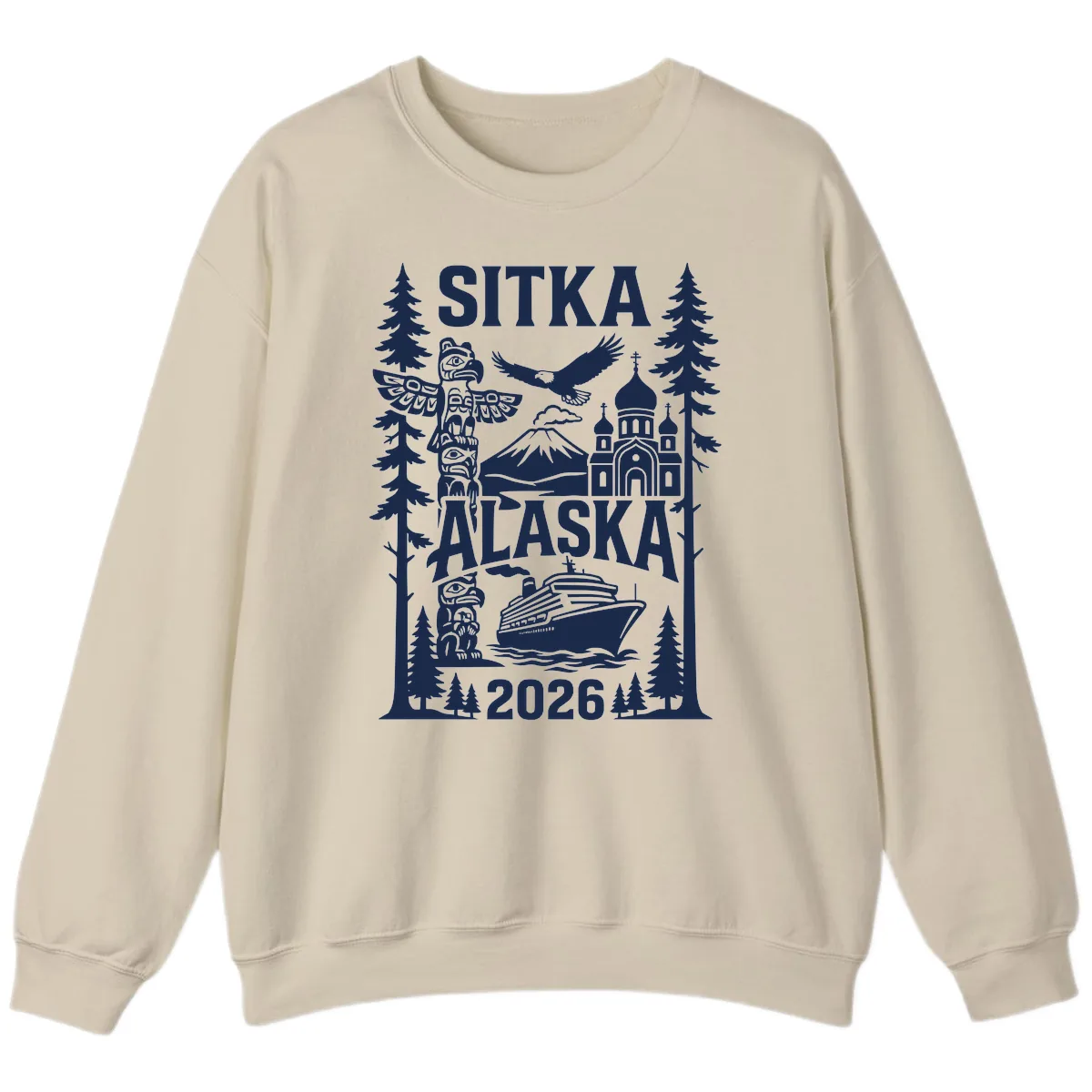 Sitka Alaska Cruise Heritage Sweatshirt in Sand