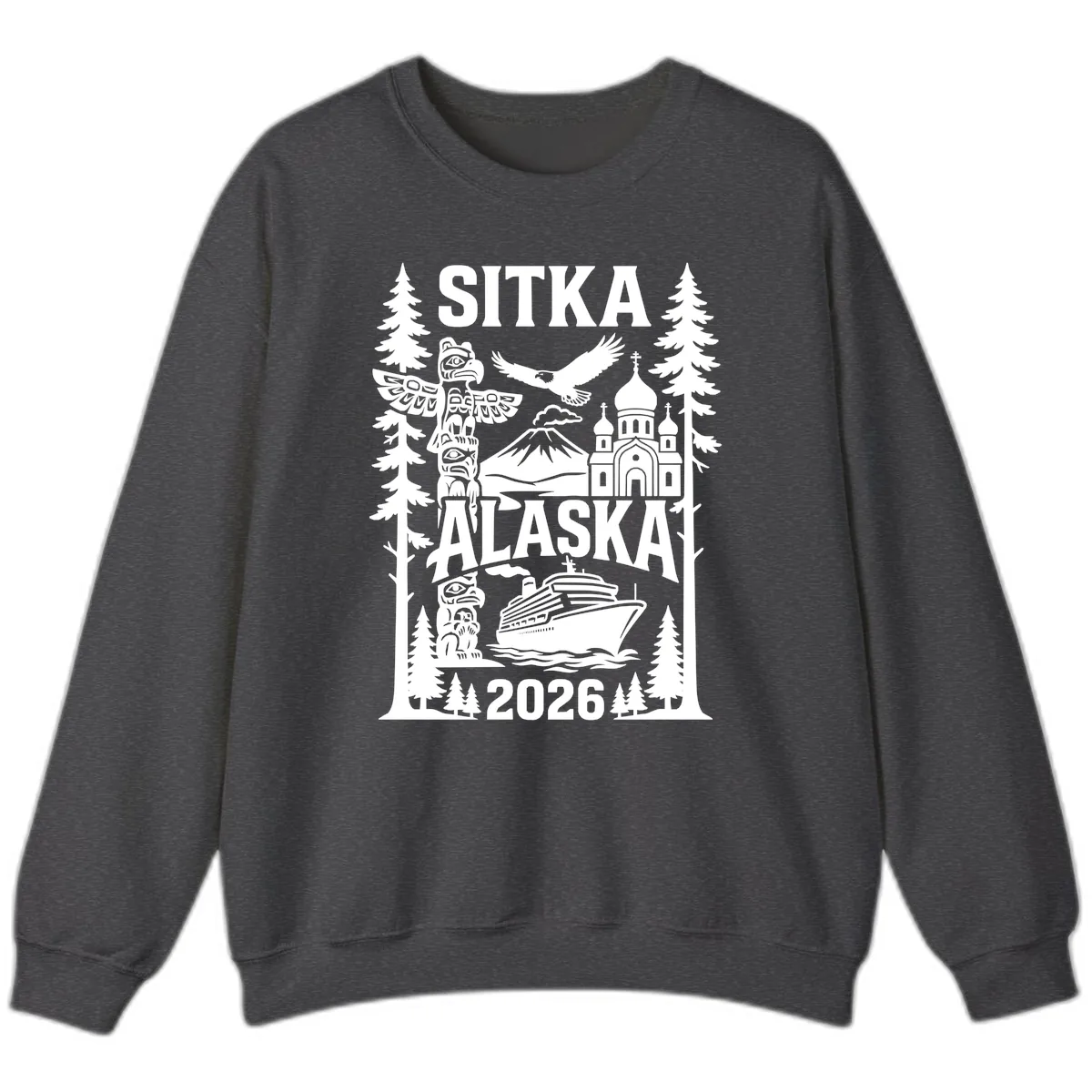 Sitka Alaska Cruise Heritage Sweatshirt in Dark Heather