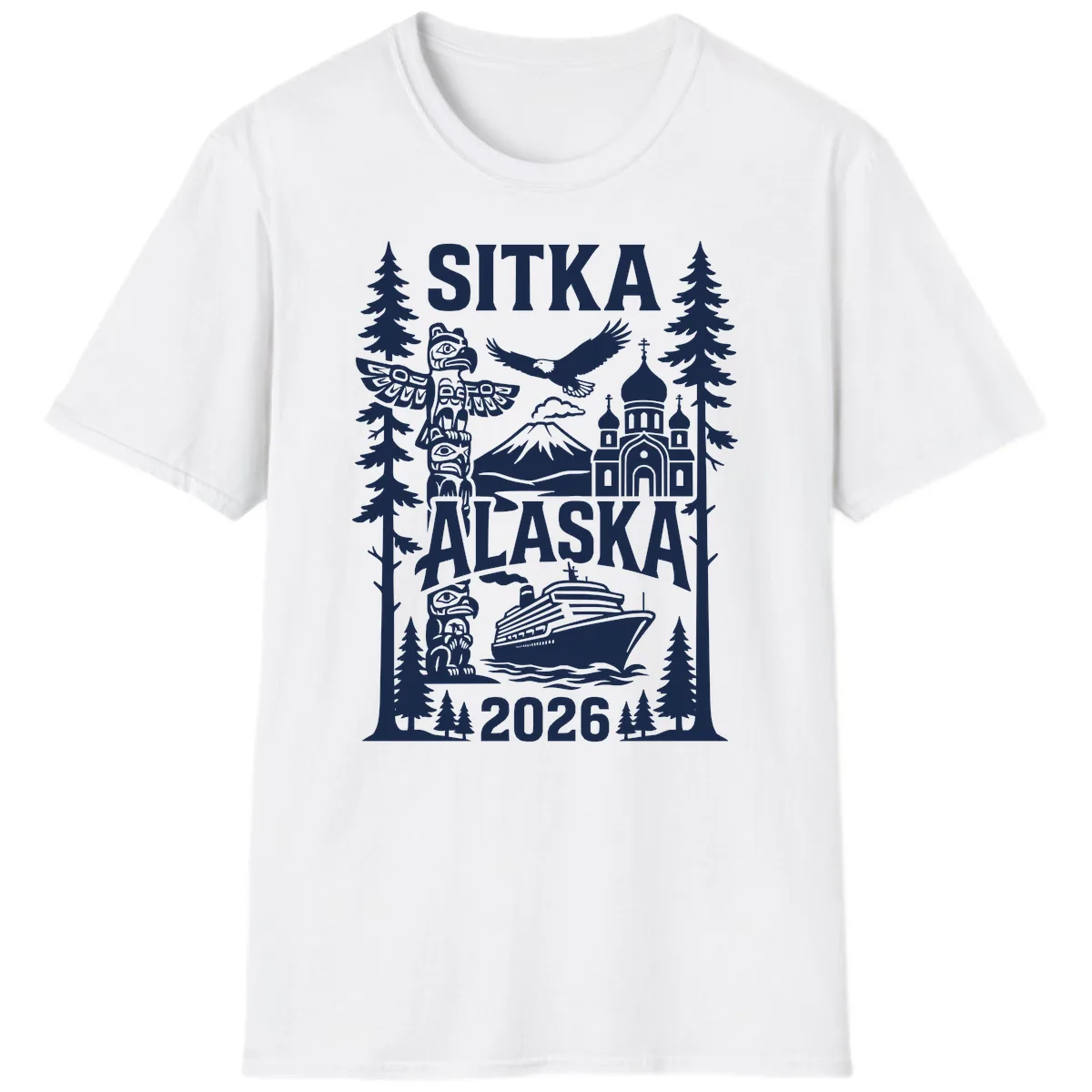 Sitka Alaska Cruise Heritage T-Shirt in White