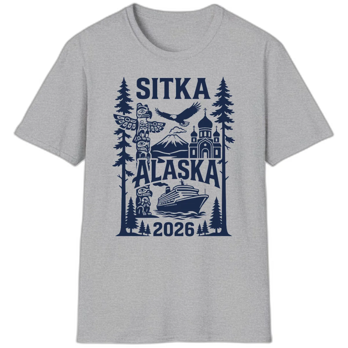 Sitka Alaska Cruise Heritage T-Shirt in Sport Grey