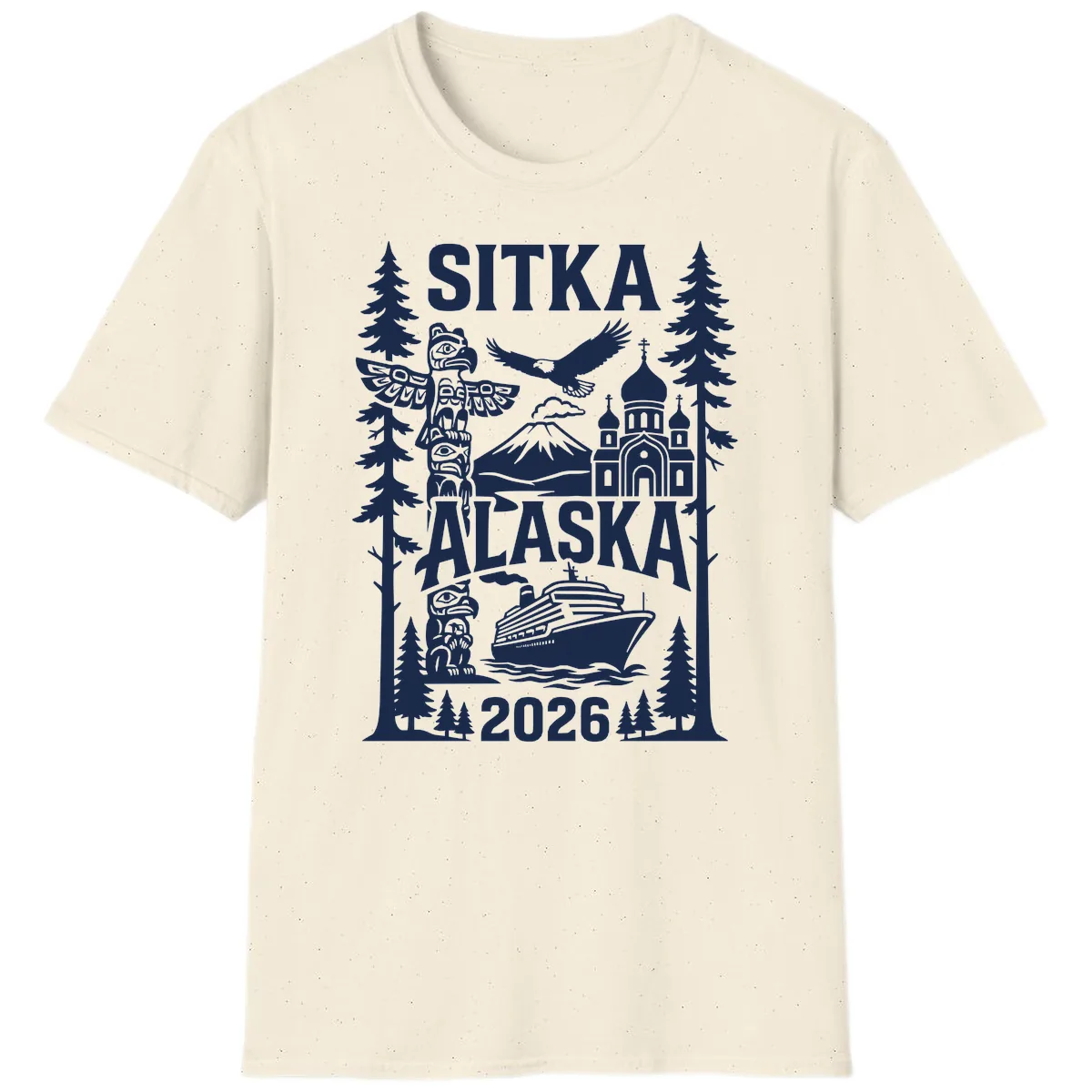 Sitka Alaska Cruise Heritage T-Shirt in Natural