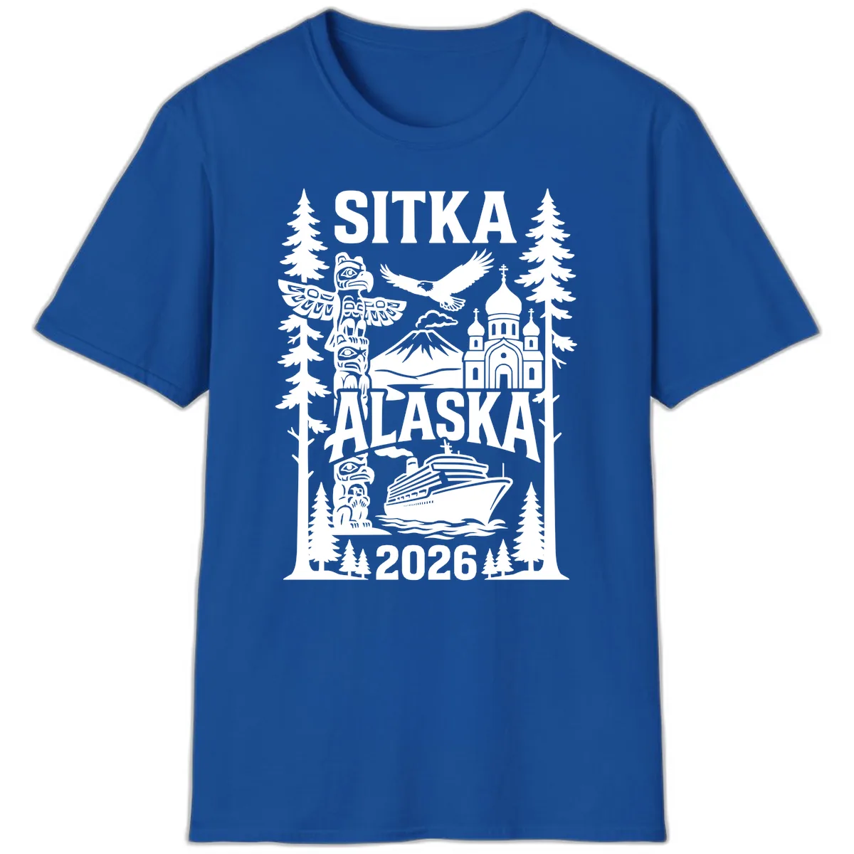 Sitka Alaska Cruise Heritage T-Shirt in Royal