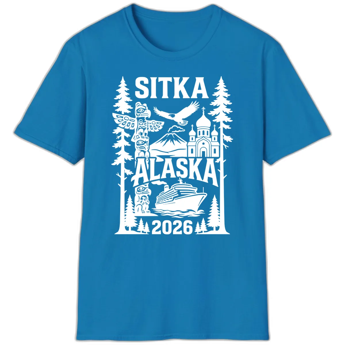 Sitka Alaska Cruise Heritage T-Shirt in Sapphire
