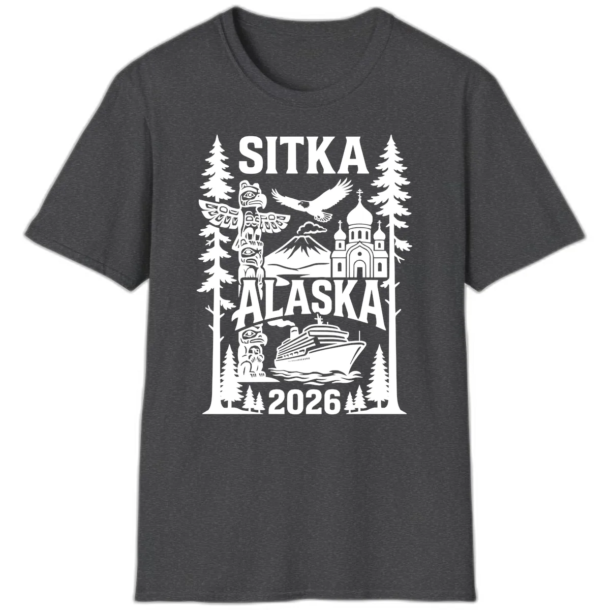 Sitka Alaska Cruise Heritage T-Shirt in Dark Heather