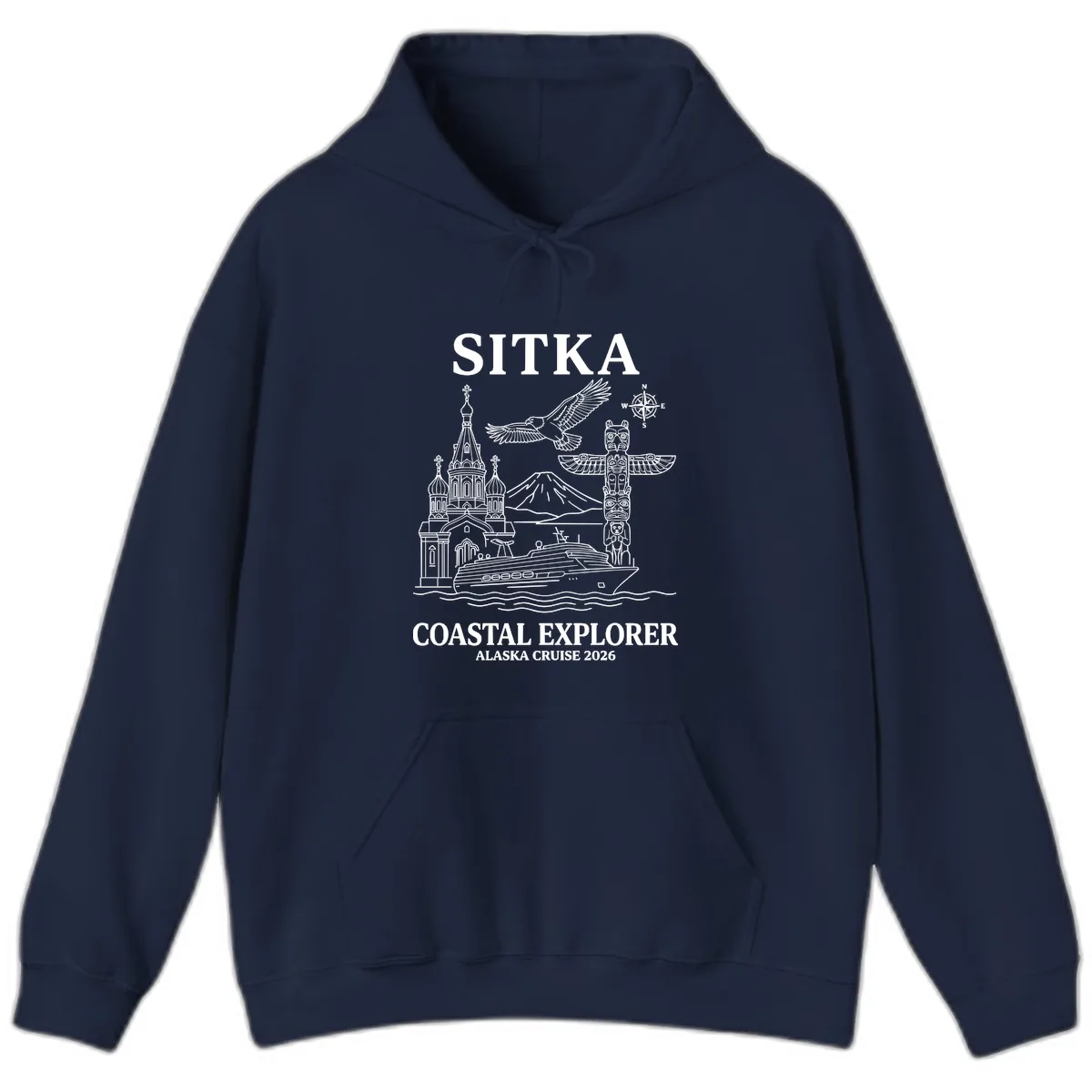 Sitka Coastal Explorer Alaska Cruise Hoodie in Navy