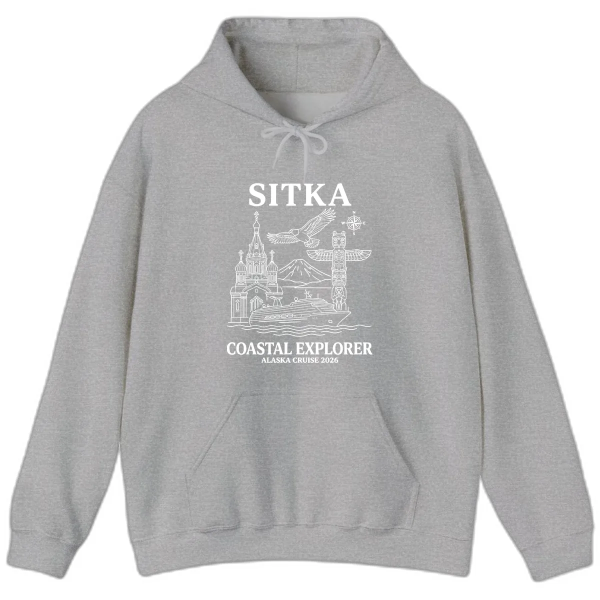Sitka Coastal Explorer Alaska Cruise Hoodie in Sport Grey