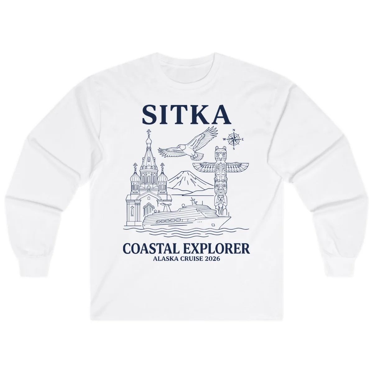 Sitka Coastal Explorer Alaska Cruise Long Sleeve in White