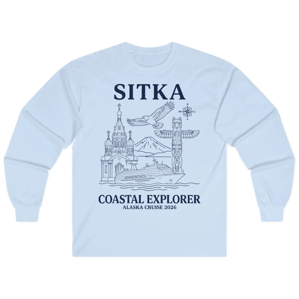 Sitka Coastal Explorer Alaska Cruise Long Sleeve in Light Blue
