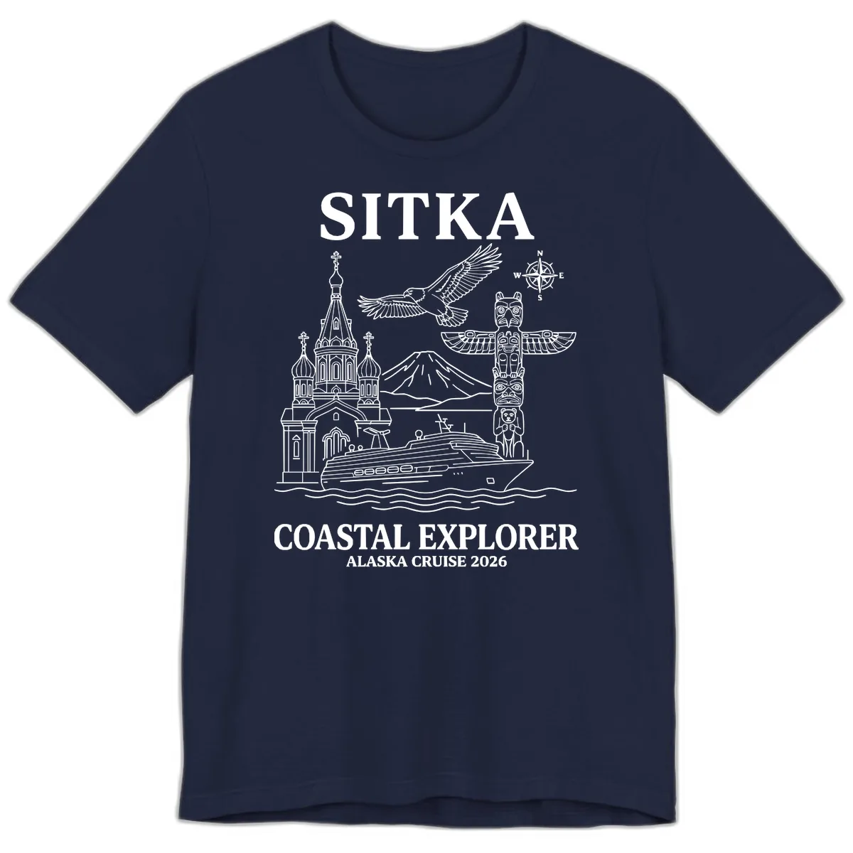 Sitka Coastal Explorer Alaska Cruise Premium T-Shirt in Navy