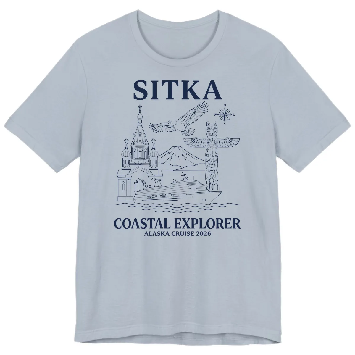 Sitka Coastal Explorer Alaska Cruise Premium T-Shirt in Light Blue