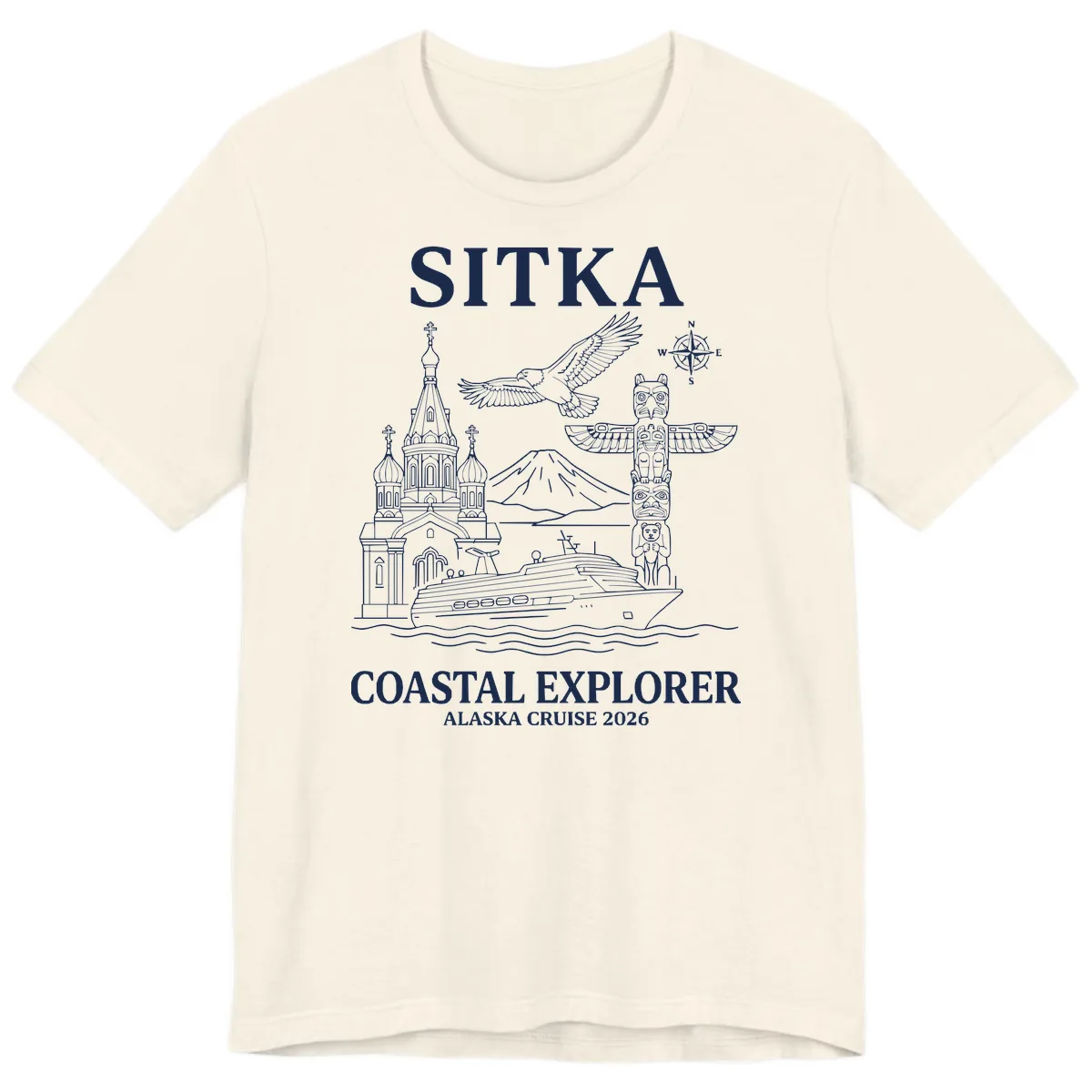 Sitka Coastal Explorer Alaska Cruise Premium T-Shirt in Natural