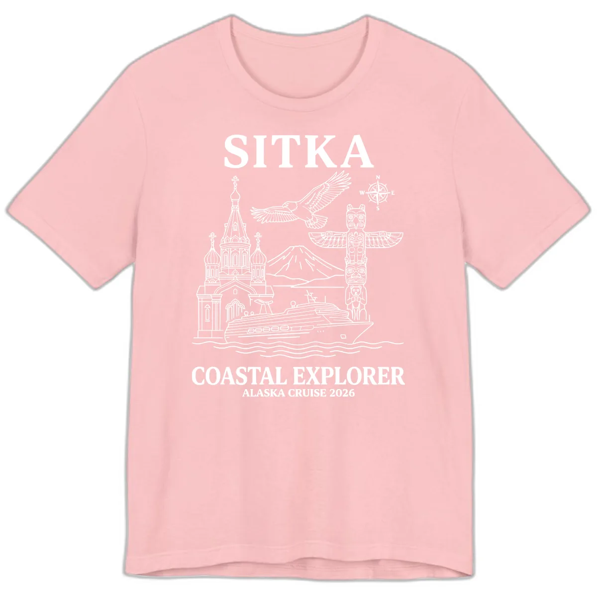 Sitka Coastal Explorer Alaska Cruise Premium T-Shirt in Pink