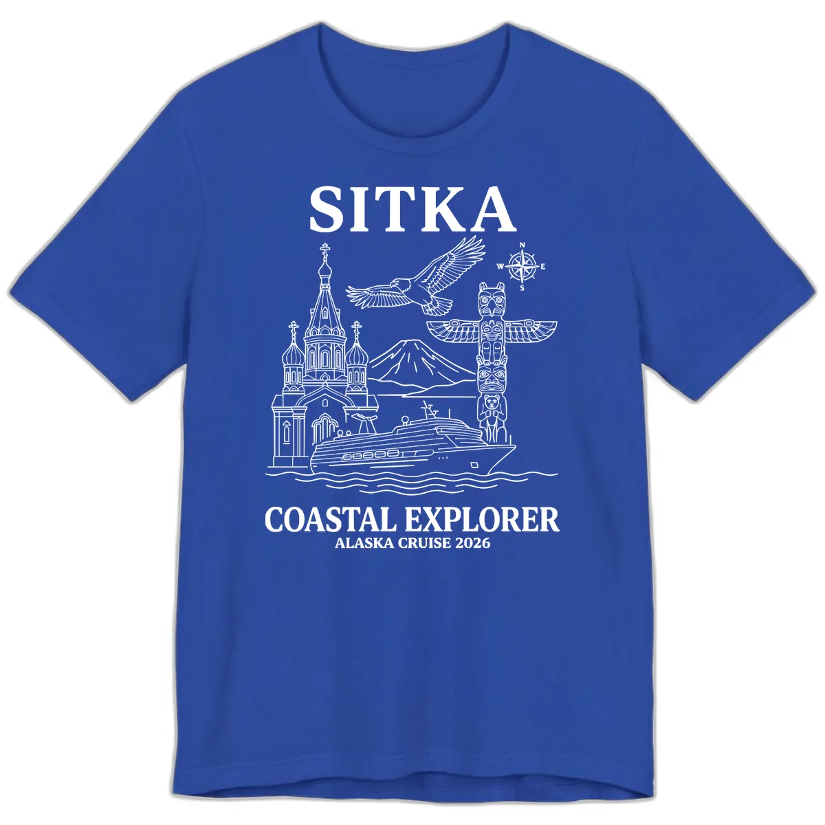 Sitka Coastal Explorer Alaska Cruise Premium T-Shirt in True Royal