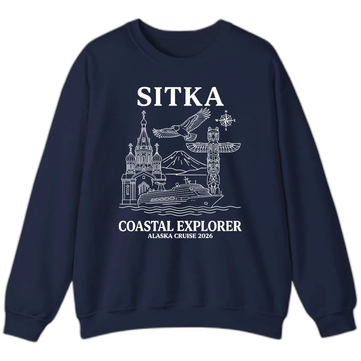 Sitka Coastal Explorer Alaska Cruise Sweatshirt in Navy