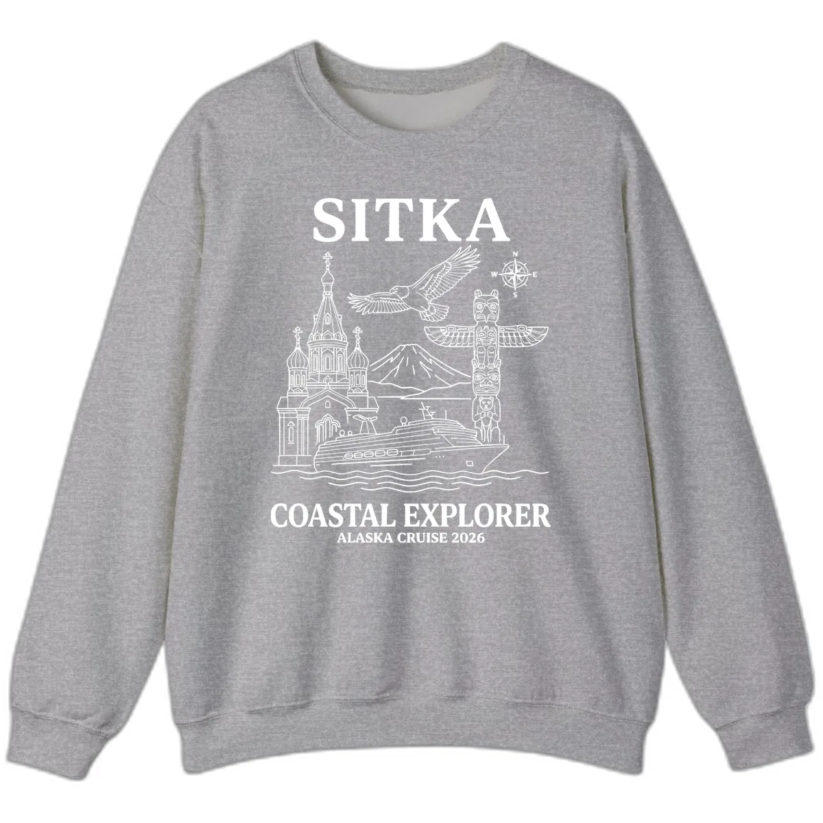 Sitka Coastal Explorer Alaska Cruise Sweatshirt in Sport Grey