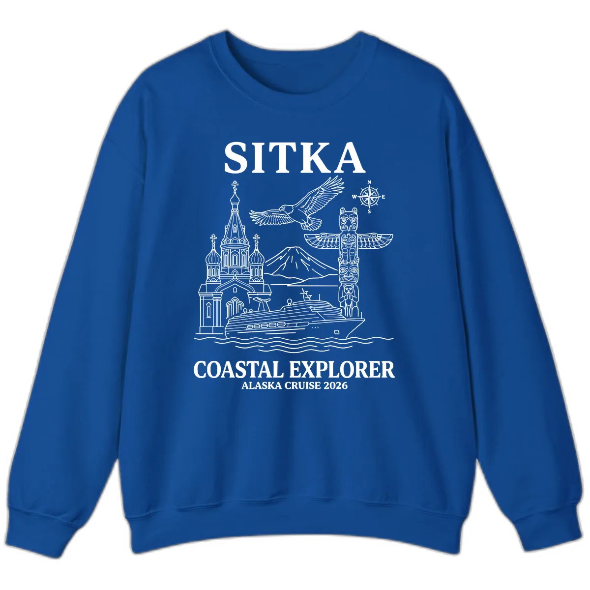 Sitka Coastal Explorer Alaska Cruise Sweatshirt in Royal