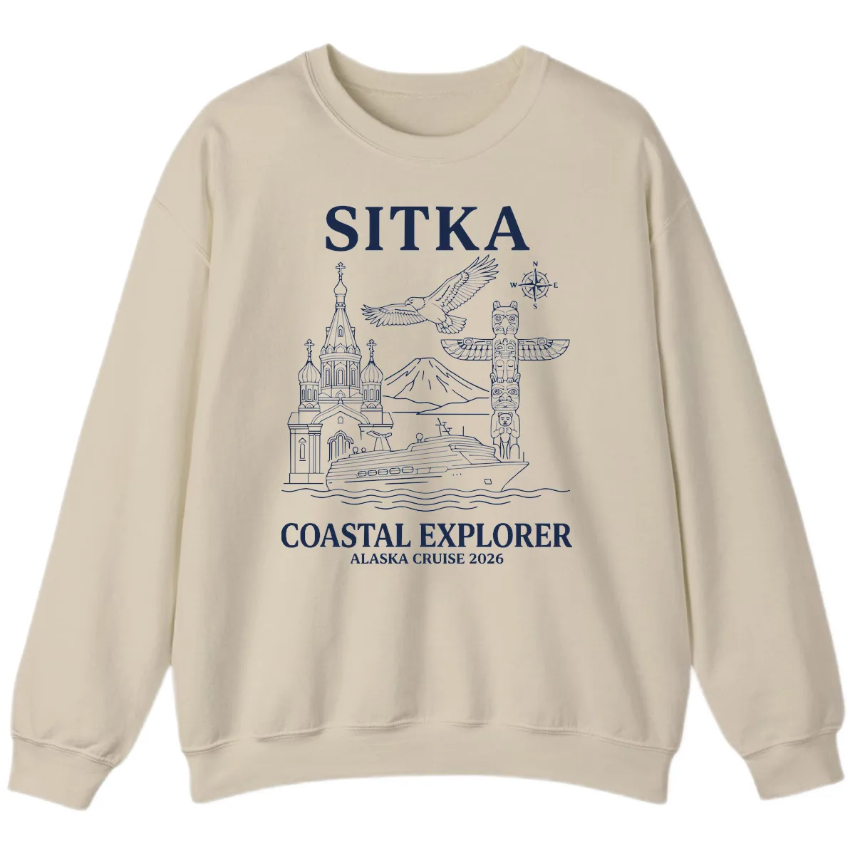 Sitka Coastal Explorer Alaska Cruise Sweatshirt in Sand