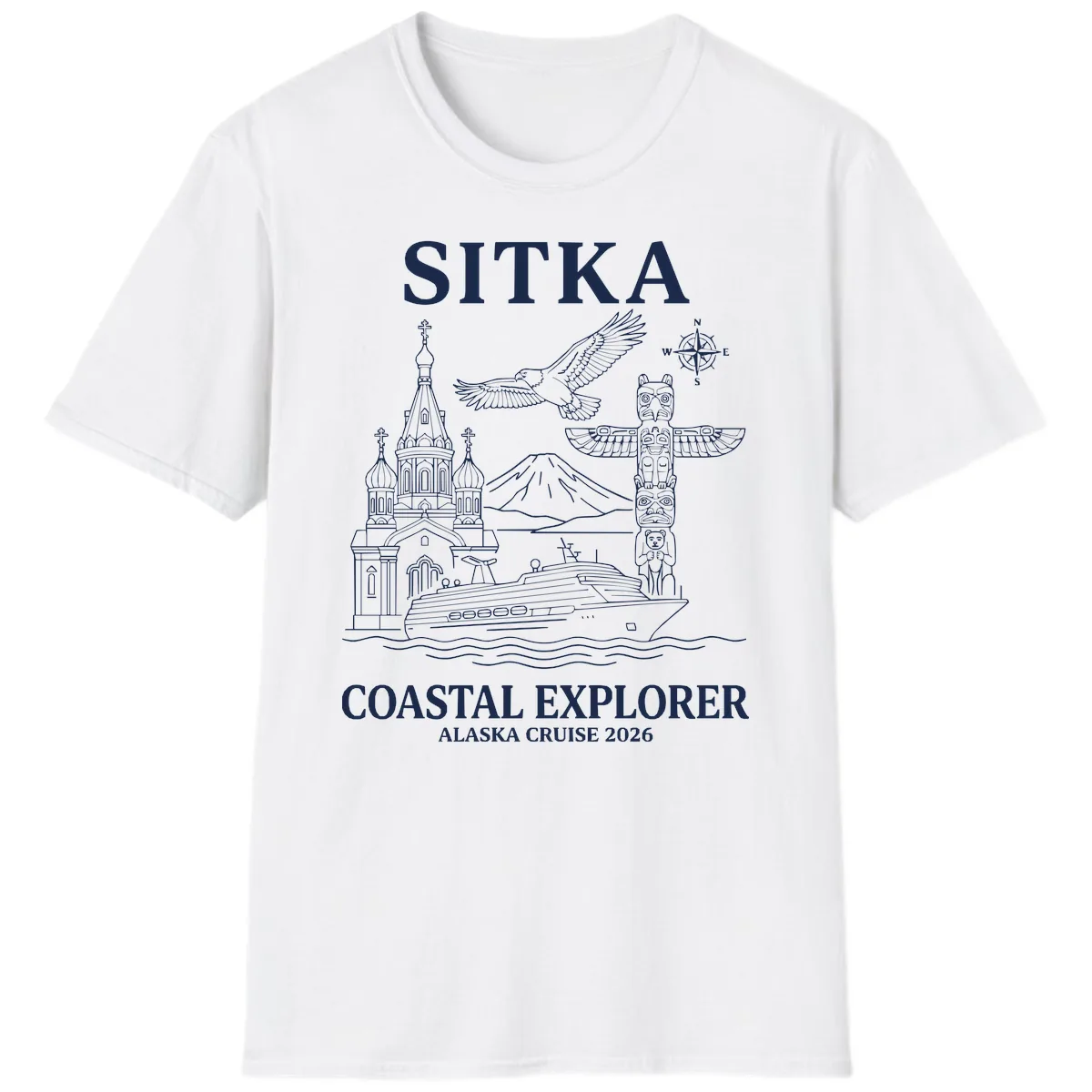 Sitka Coastal Explorer Alaska Cruise T-Shirt in White