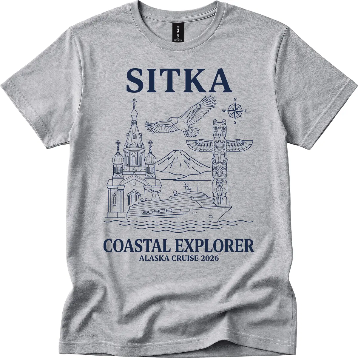 Sitka Coastal Explorer Alaska Cruise T-Shirt in Sport Grey