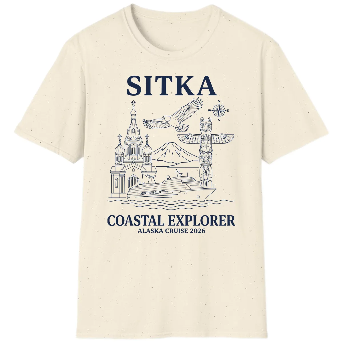 Sitka Coastal Explorer Alaska Cruise T-Shirt in Natural
