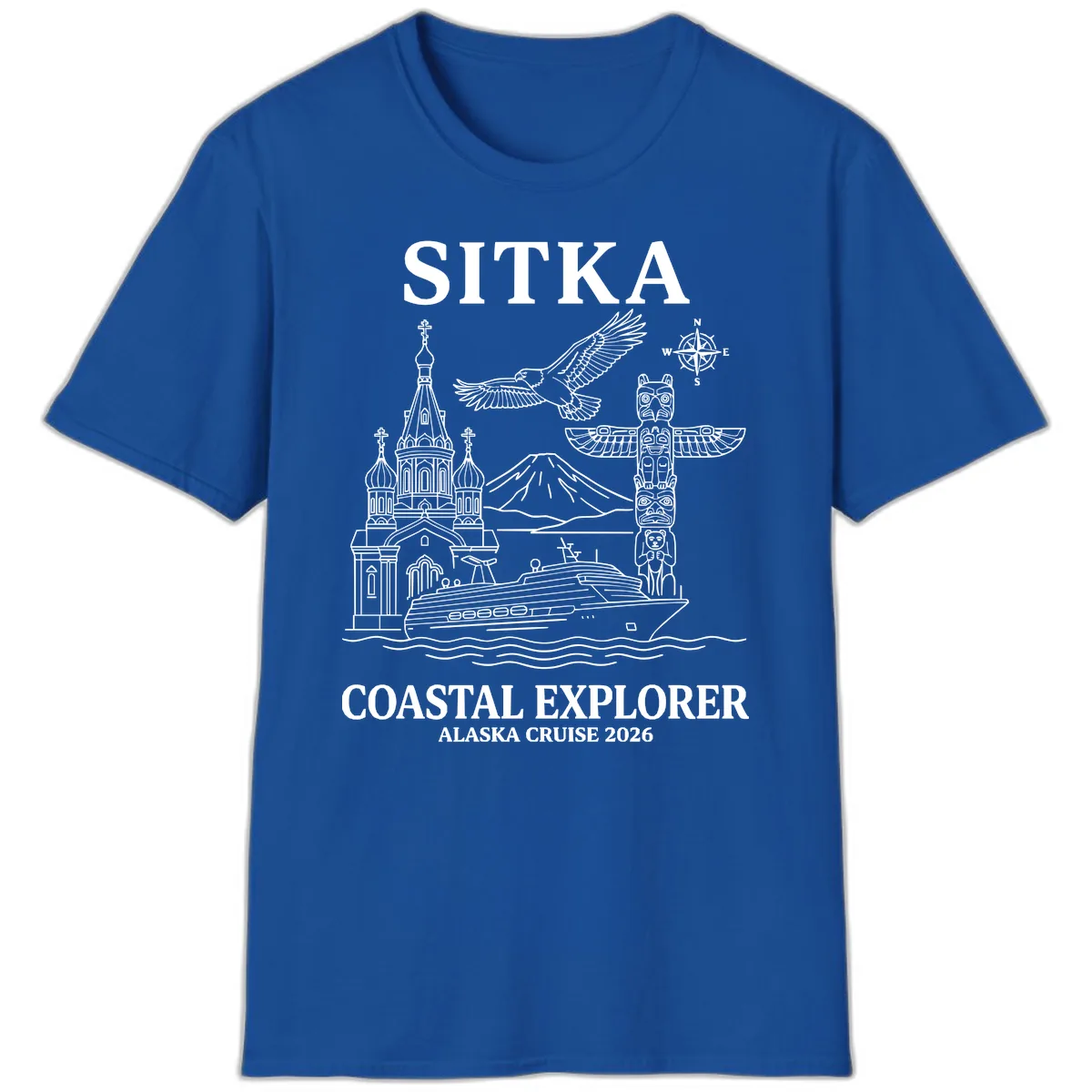 Sitka Coastal Explorer Alaska Cruise T-Shirt in Royal