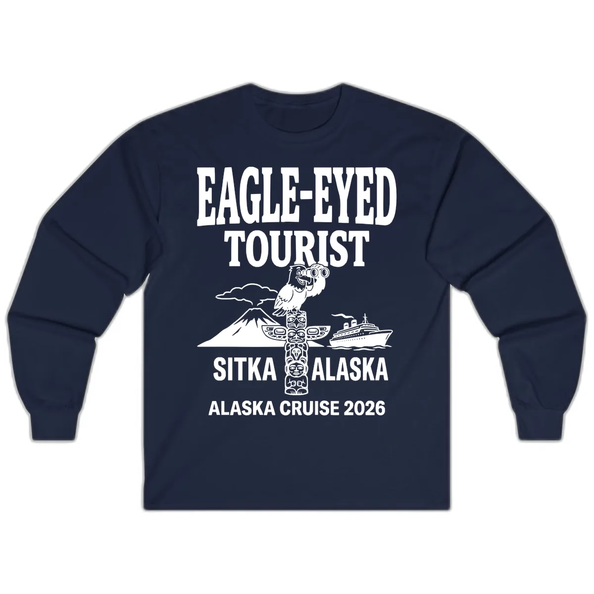 Eagle-Eyed Tourist Sitka Alaska Long Sleeve in Navy