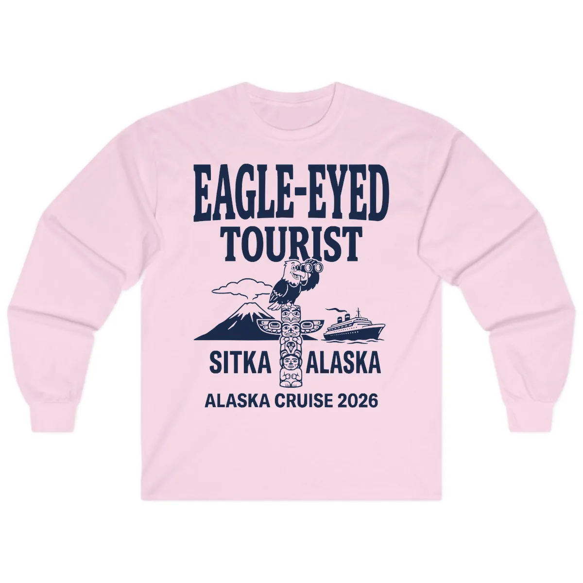 Eagle-Eyed Tourist Sitka Alaska Long Sleeve in Light Pink