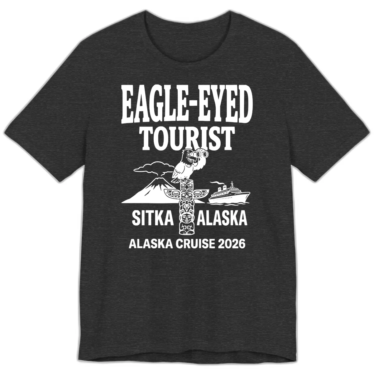 Eagle-Eyed Tourist Sitka Alaska Premium T-Shirt in Dark Grey Heather