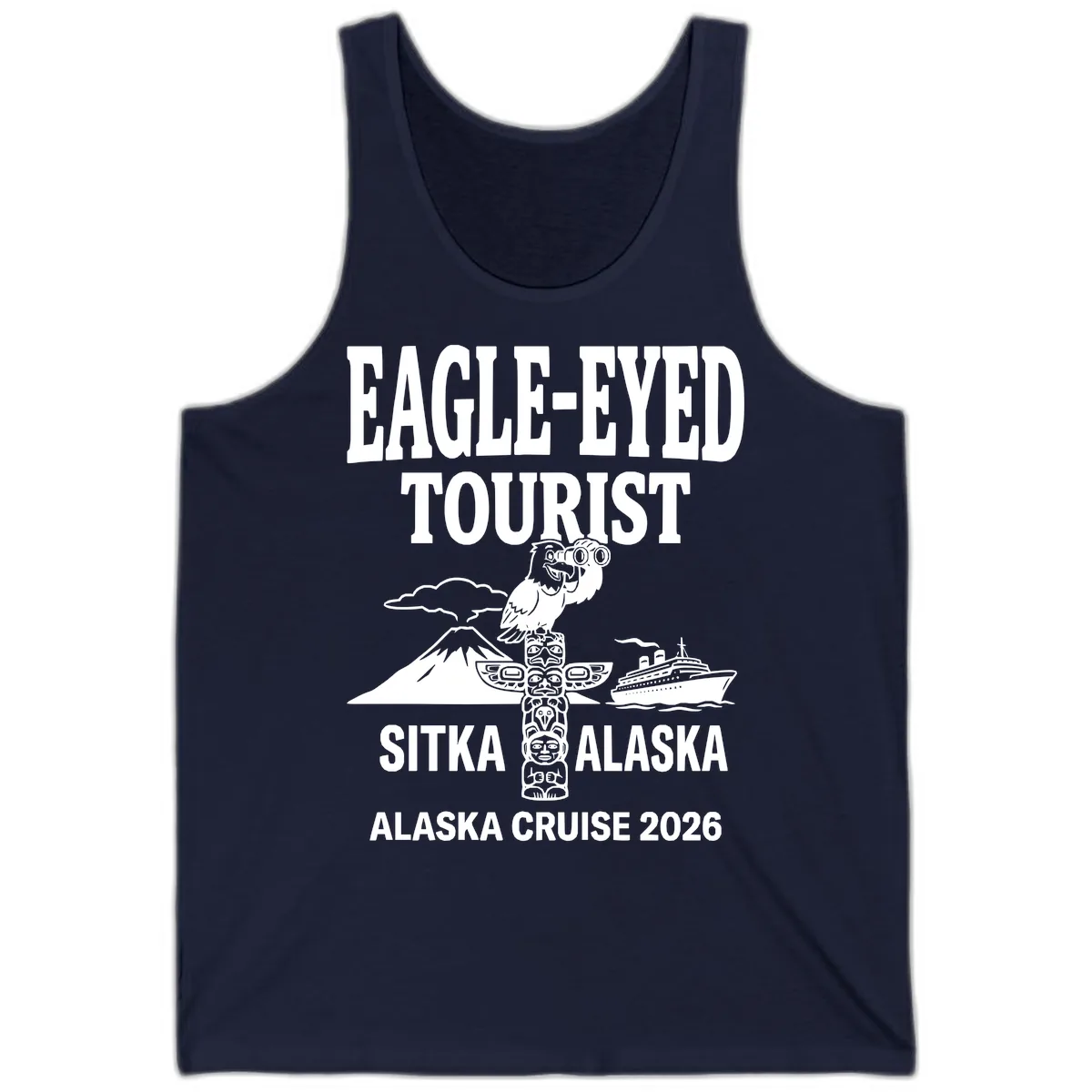 Eagle-Eyed Tourist Sitka Alaska Tank in Navy