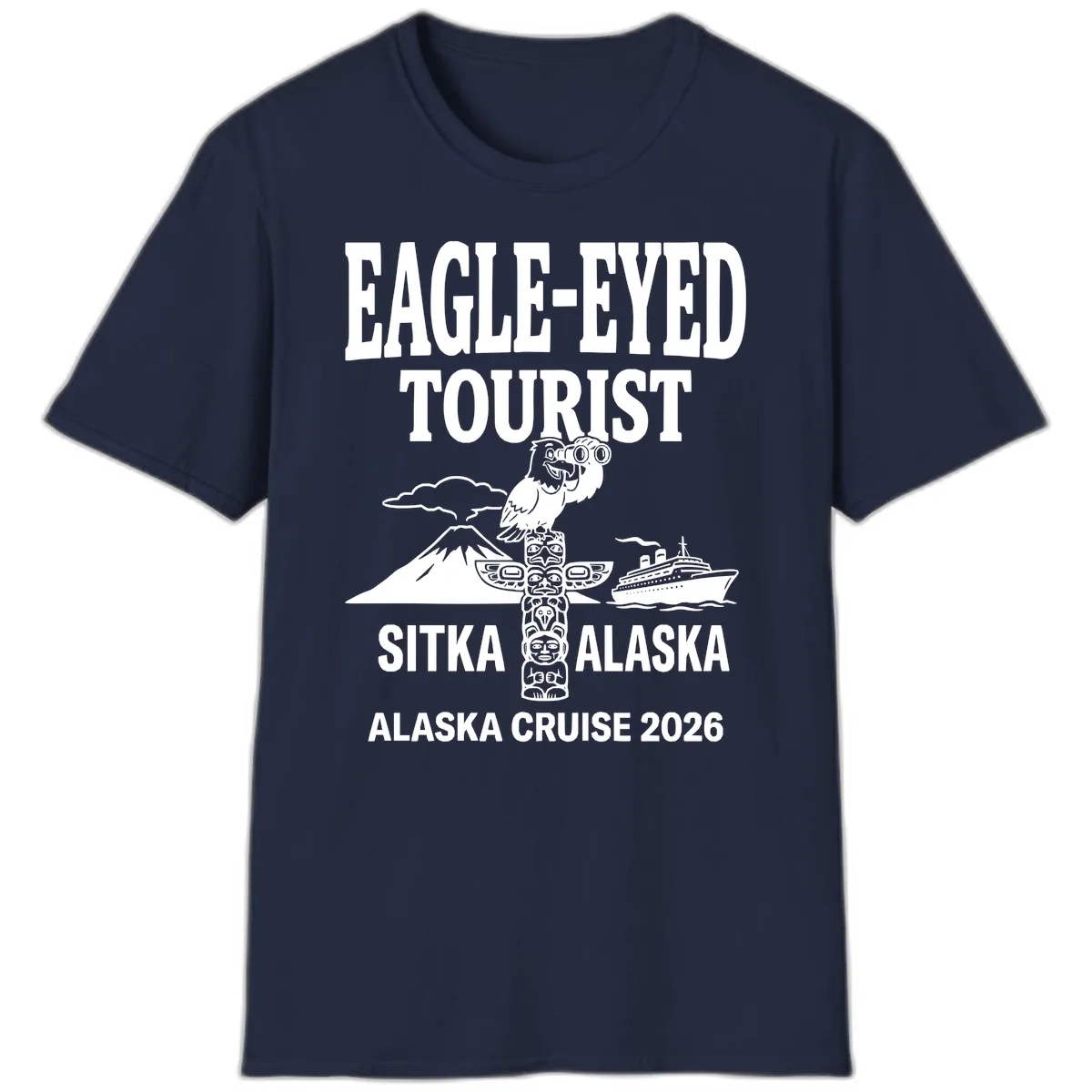 Eagle-Eyed Tourist Sitka Alaska T-Shirt in Navy