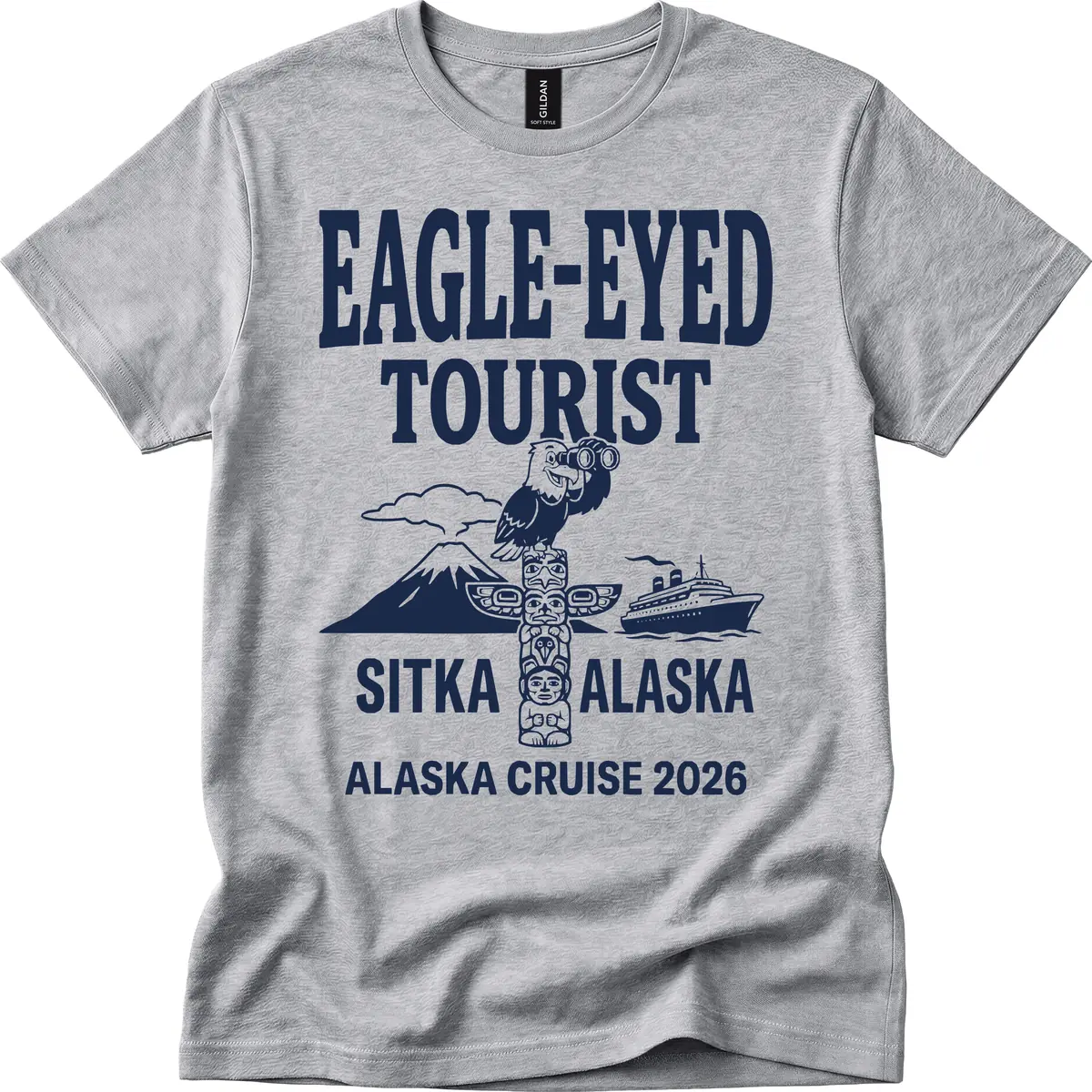 Eagle-Eyed Tourist Sitka Alaska T-Shirt in Sport Grey