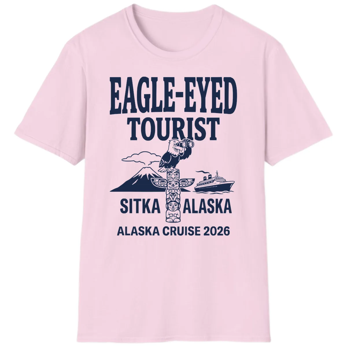 Eagle-Eyed Tourist Sitka Alaska T-Shirt in Light Pink