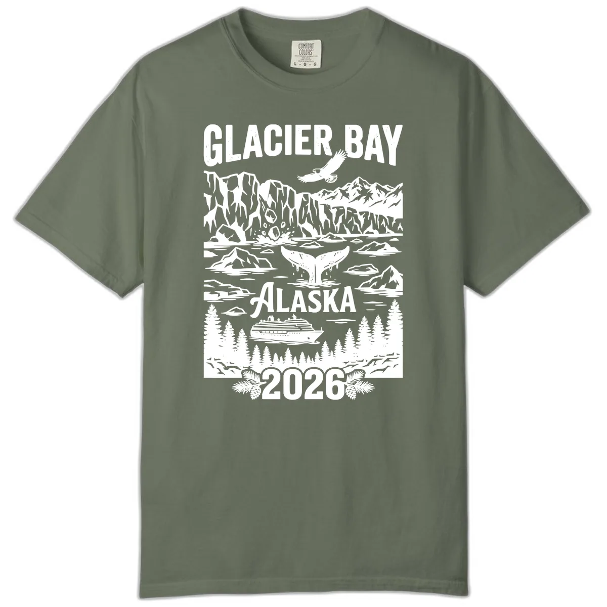 Glacier Bay Alaska Cruise 2026 Comfort Color in Moss