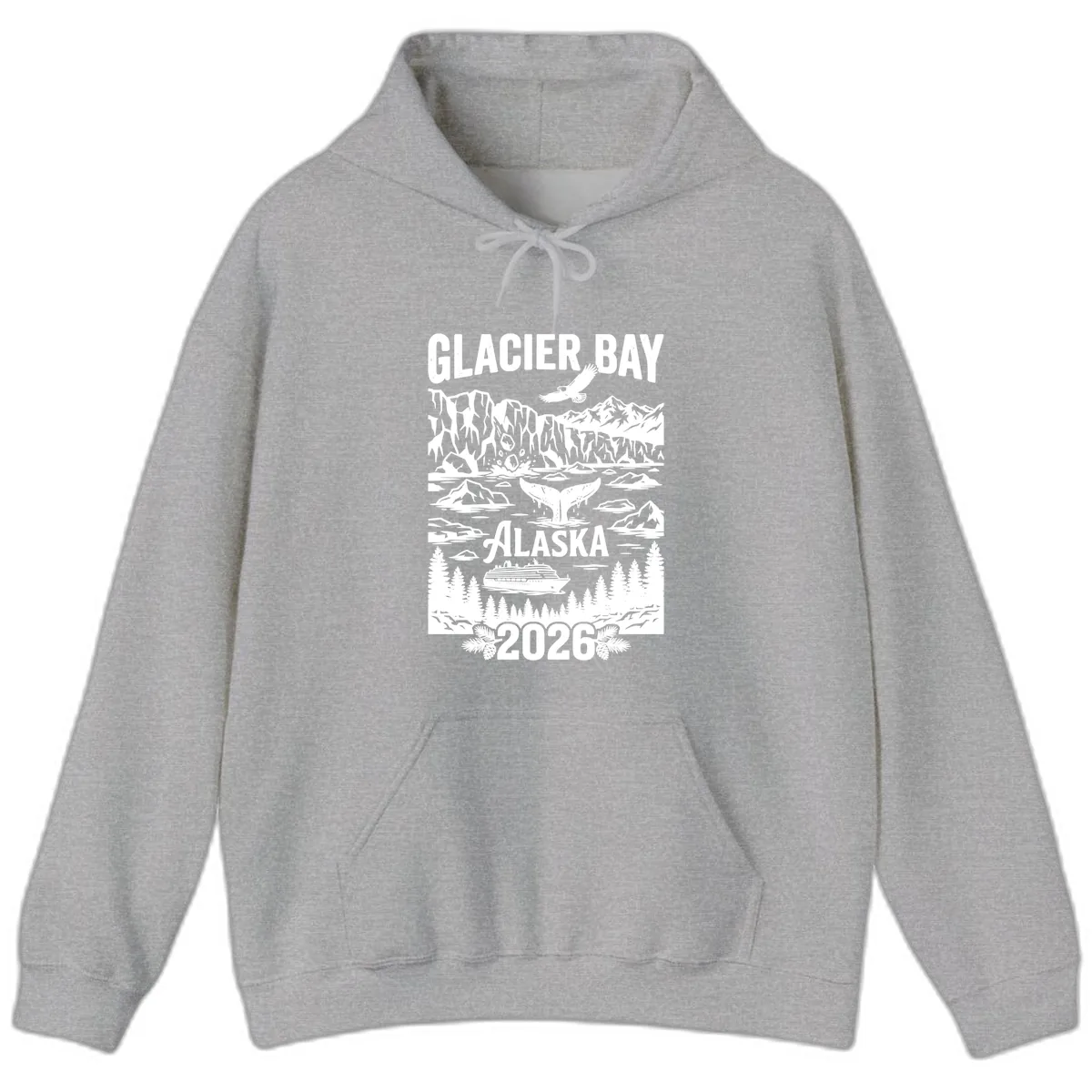 Glacier Bay Alaska Cruise 2026 Hoodie in Sport Grey