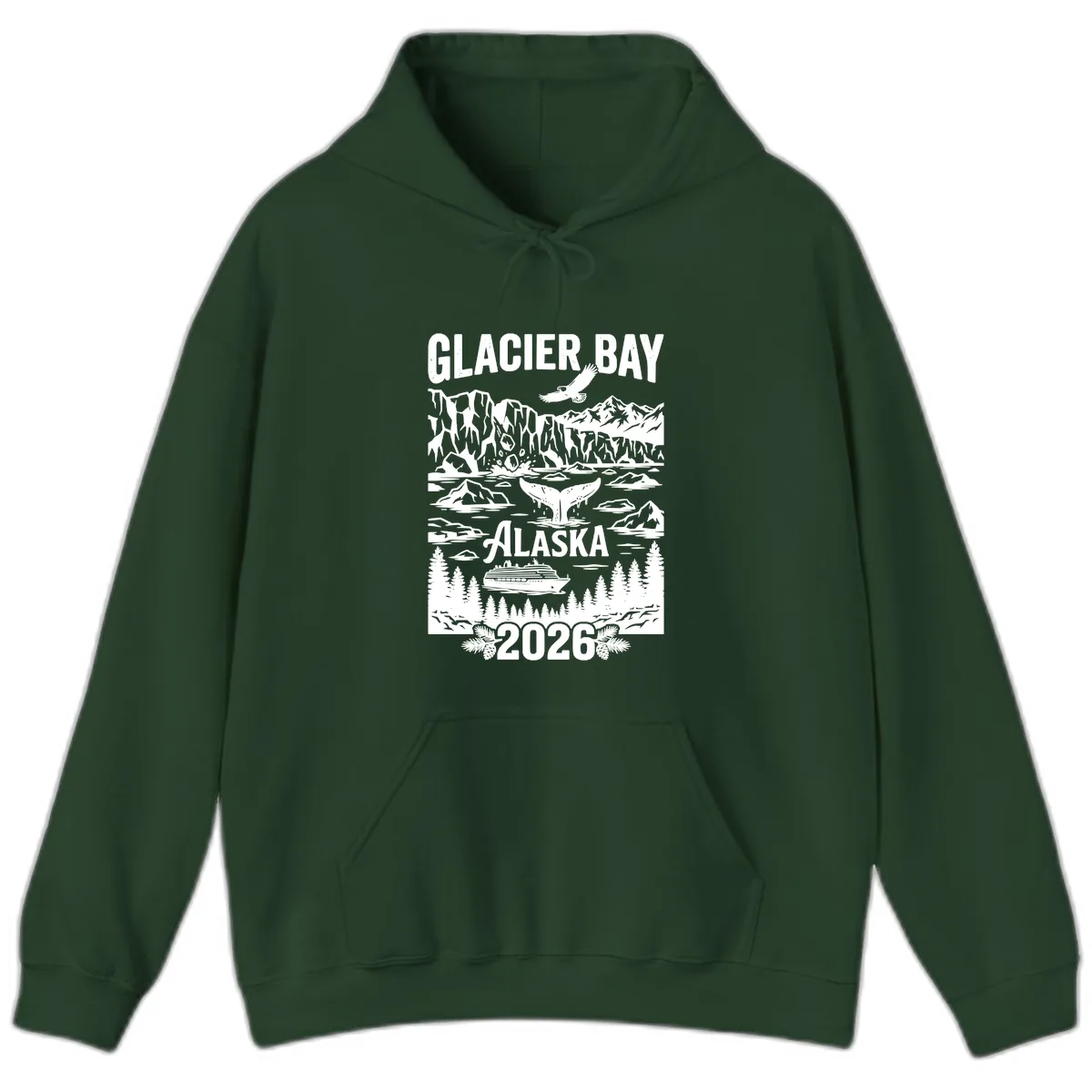 Glacier Bay Alaska Cruise 2026 Hoodie in Forest Green