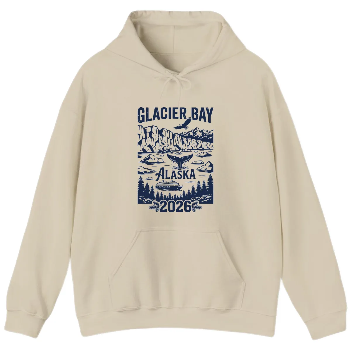 Glacier Bay Alaska Cruise 2026 Hoodie in Sand