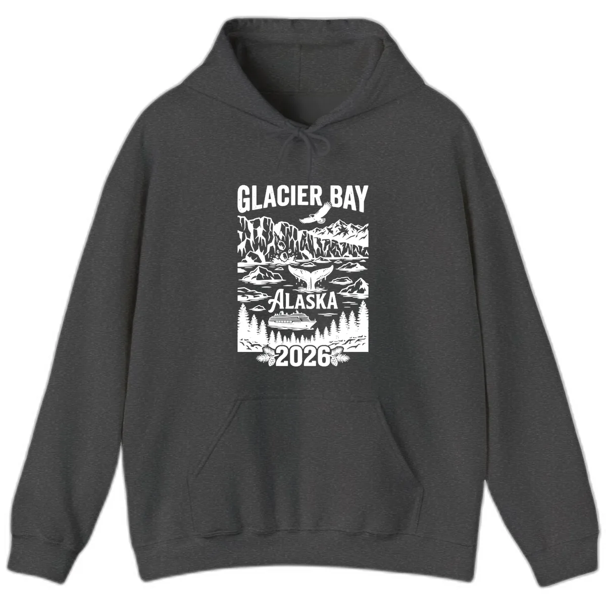 Glacier Bay Alaska Cruise 2026 Hoodie in Dark Heather