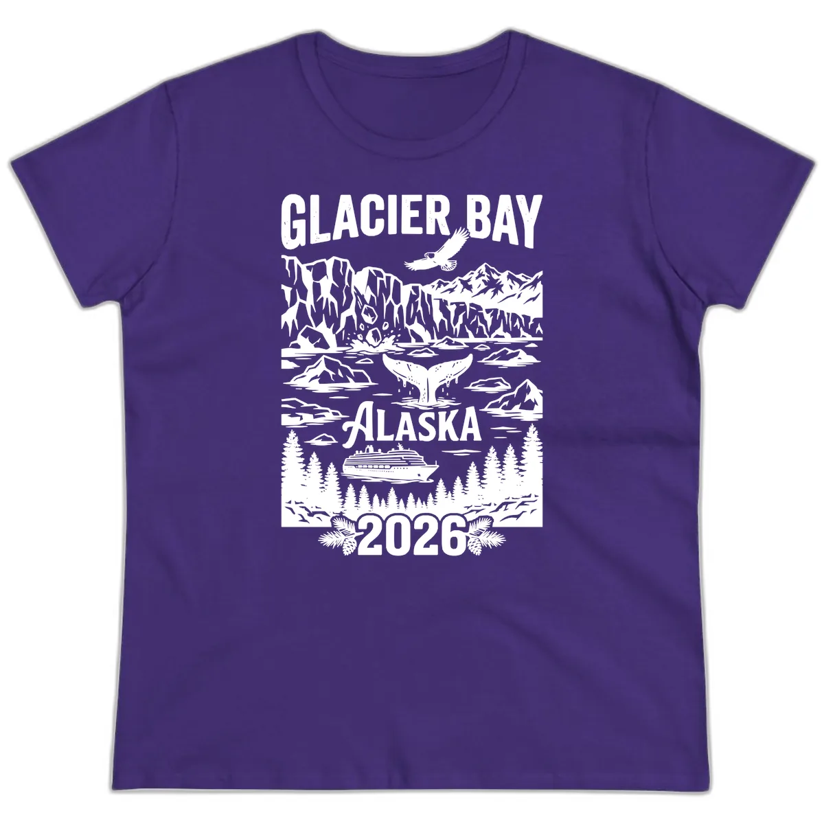 Glacier Bay Alaska Cruise 2026 Ladies Tee in Purple