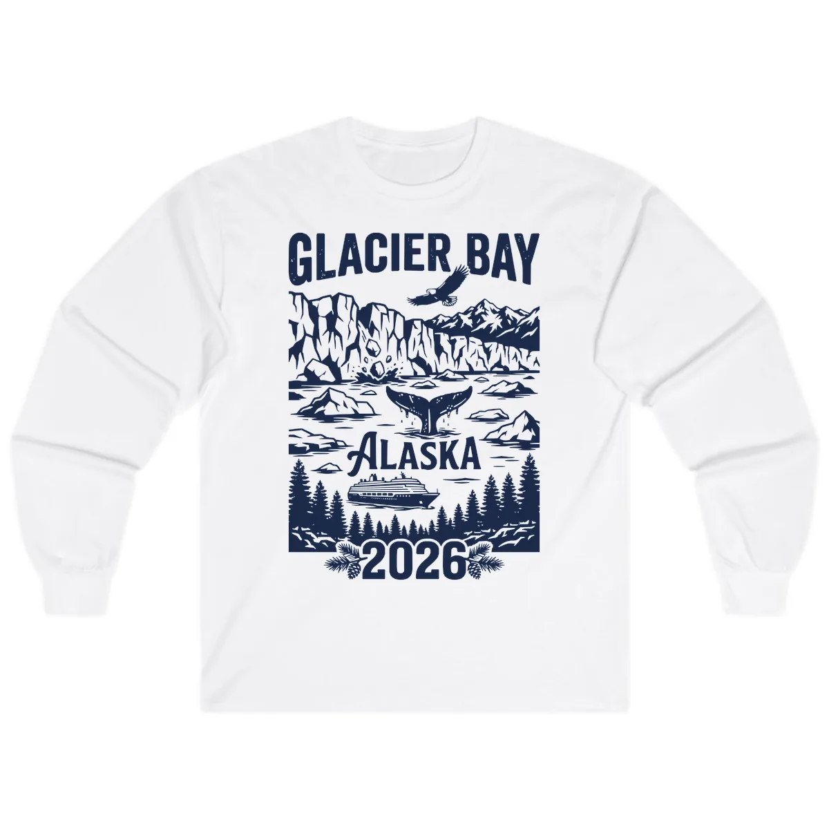 Glacier Bay Alaska Cruise 2026 Long Sleeve in White