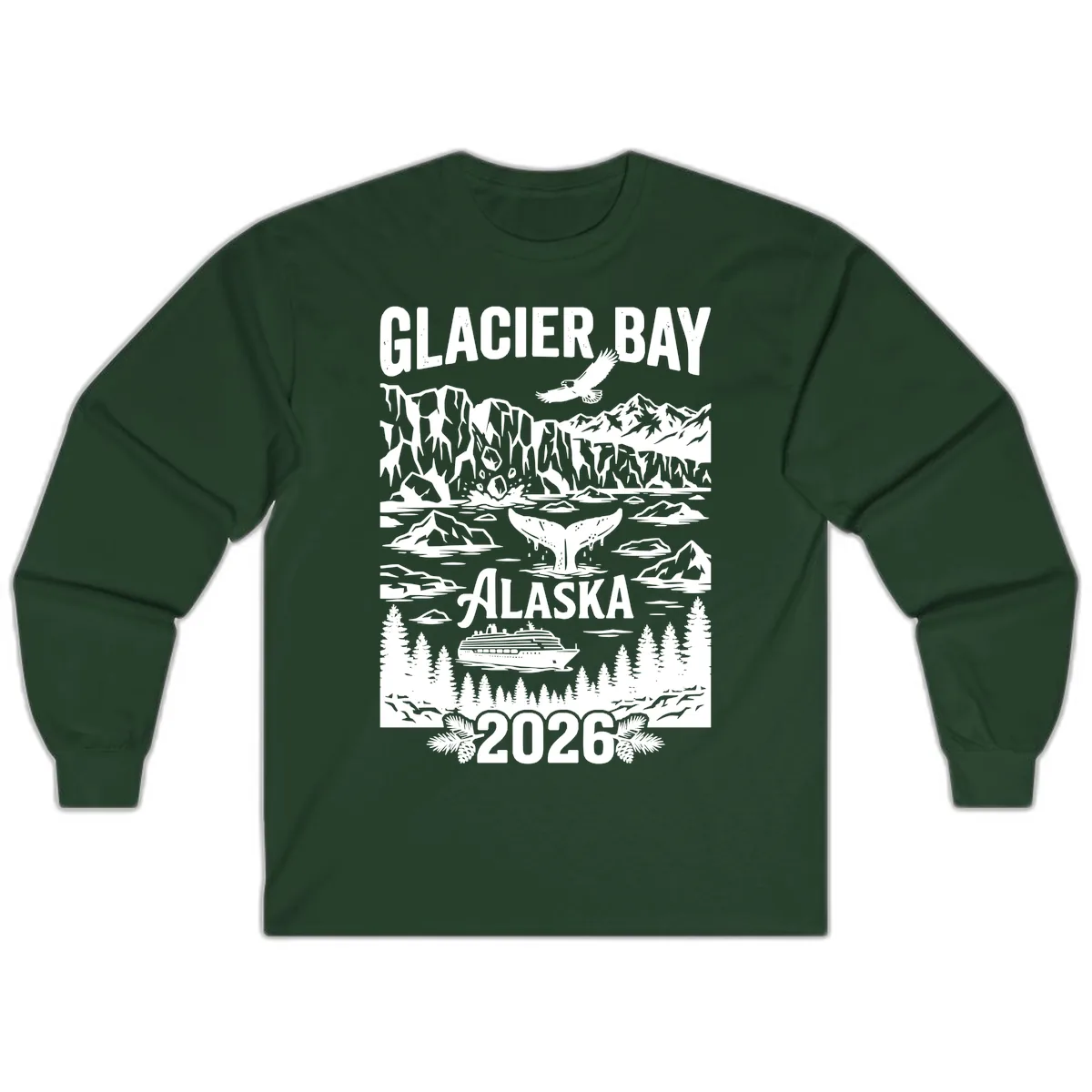 Glacier Bay Alaska Cruise 2026 Long Sleeve in Forest Green