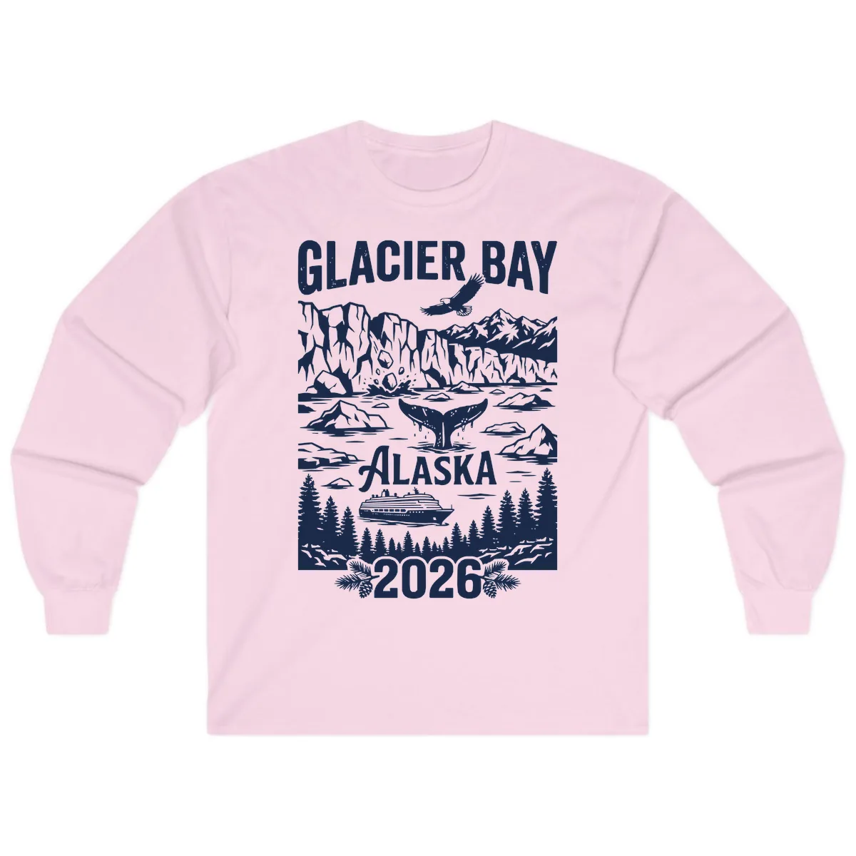 Glacier Bay Alaska Cruise 2026 Long Sleeve in Light Pink