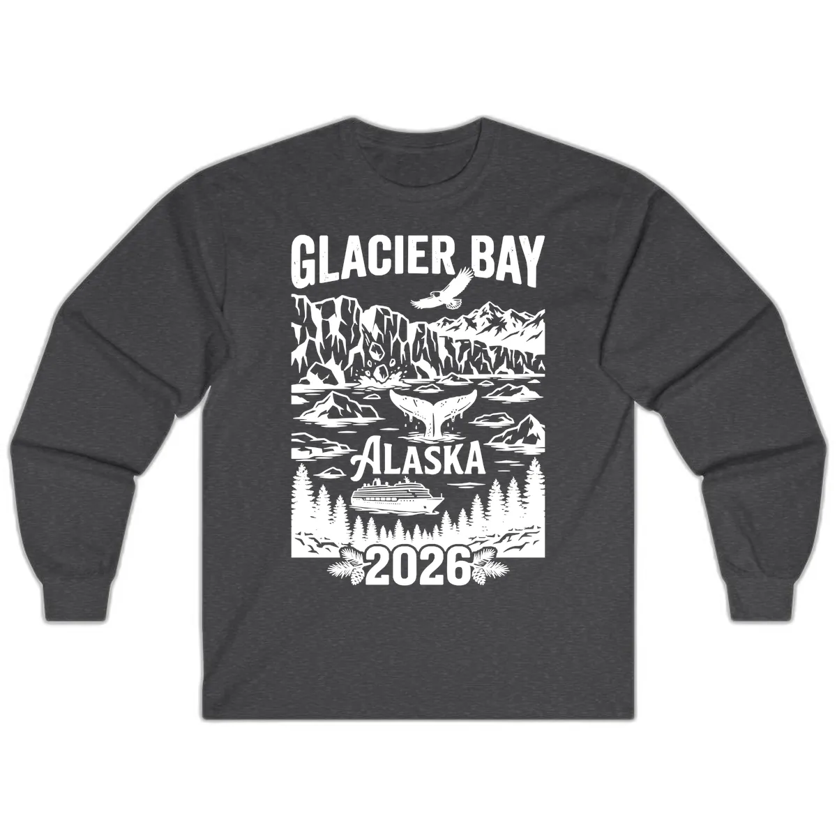 Glacier Bay Alaska Cruise 2026 Long Sleeve in Dark Heather