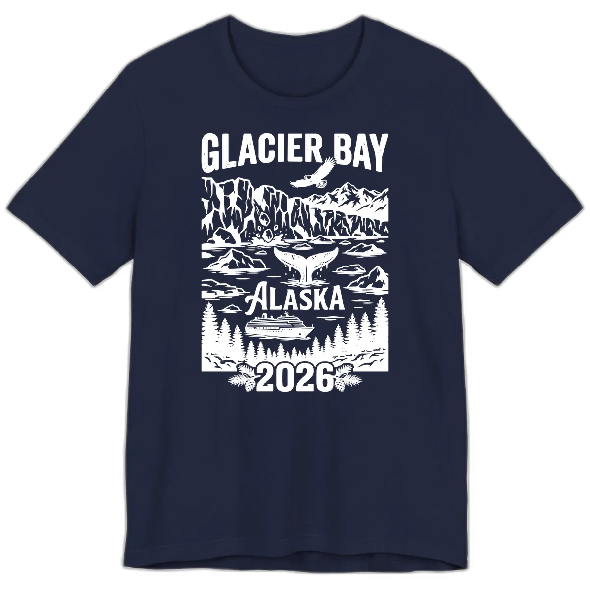 Glacier Bay Alaska Cruise 2026 Premium T-Shirt in Navy