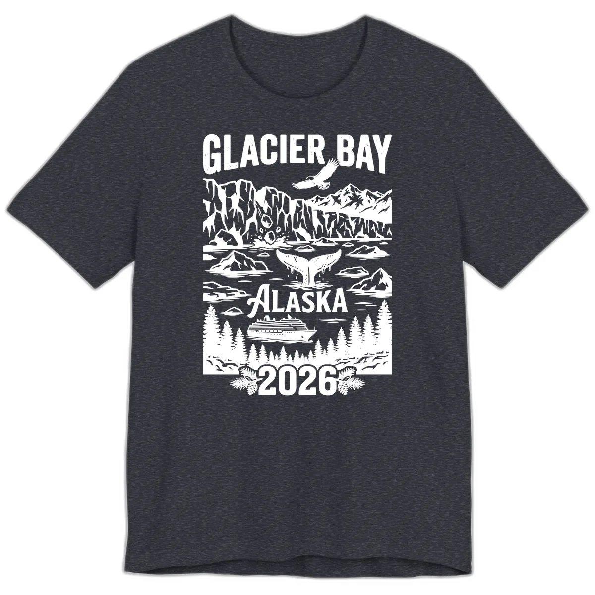 Glacier Bay Alaska Cruise 2026 Premium T-Shirt in Heather Navy
