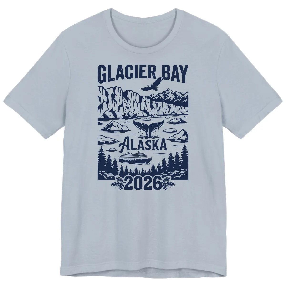 Glacier Bay Alaska Cruise 2026 Premium T-Shirt in Light Blue